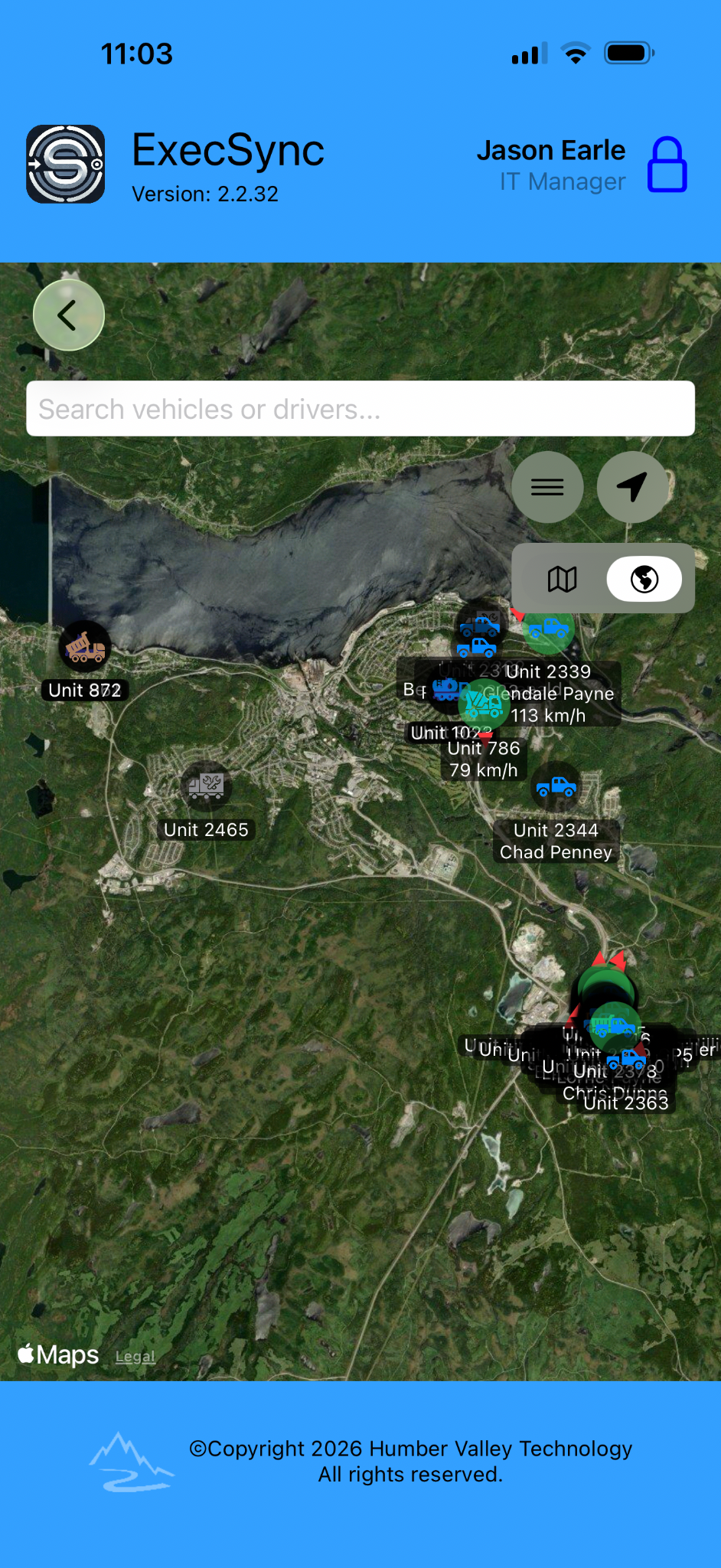 ExecSync GPS tracking screenshot