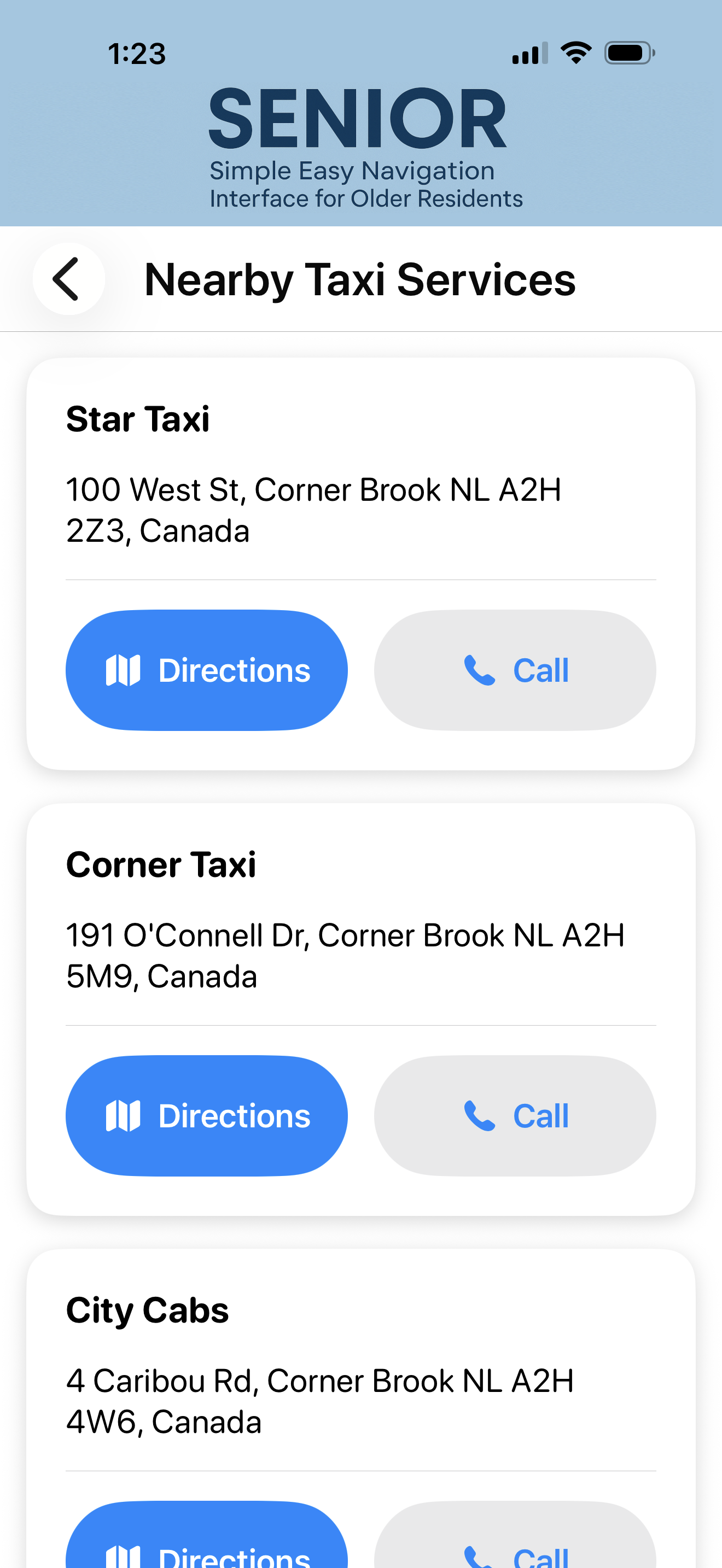 SENIOR taxi services