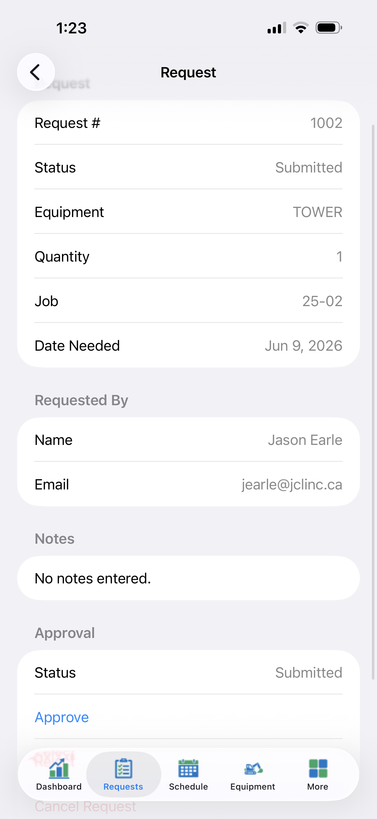 Mobilize request details