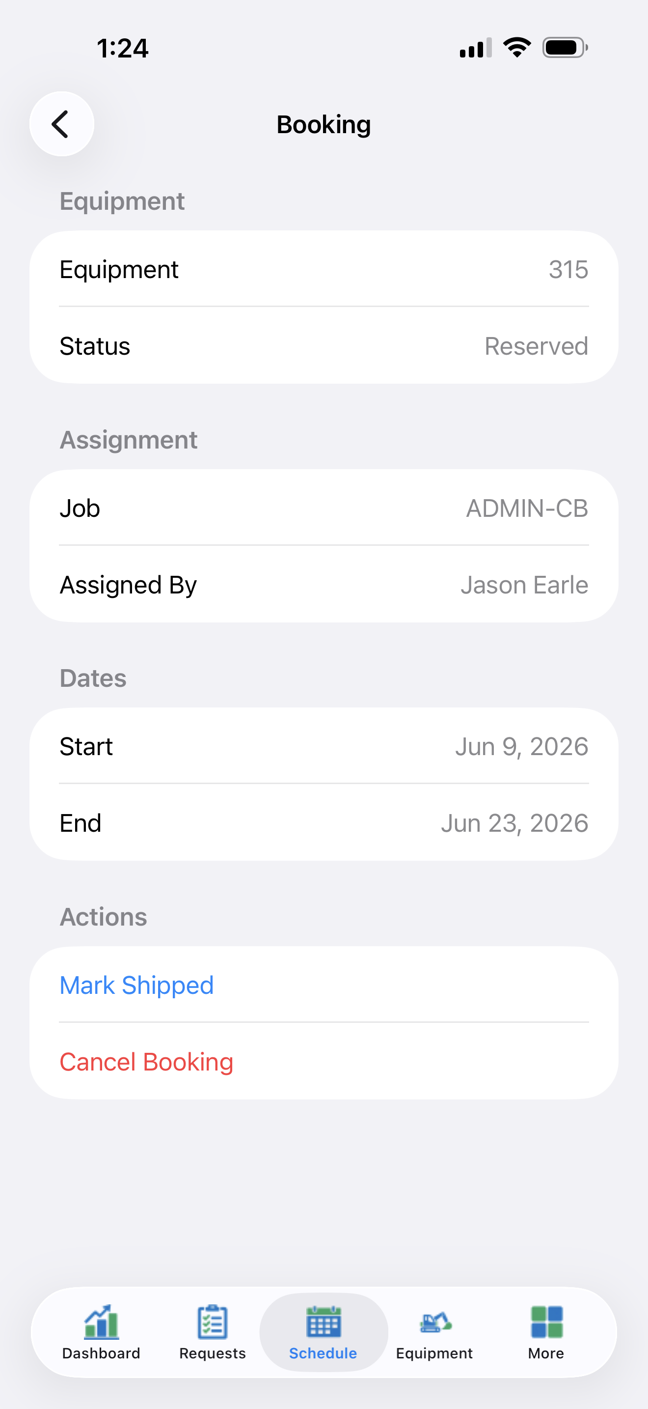Mobilize booking details