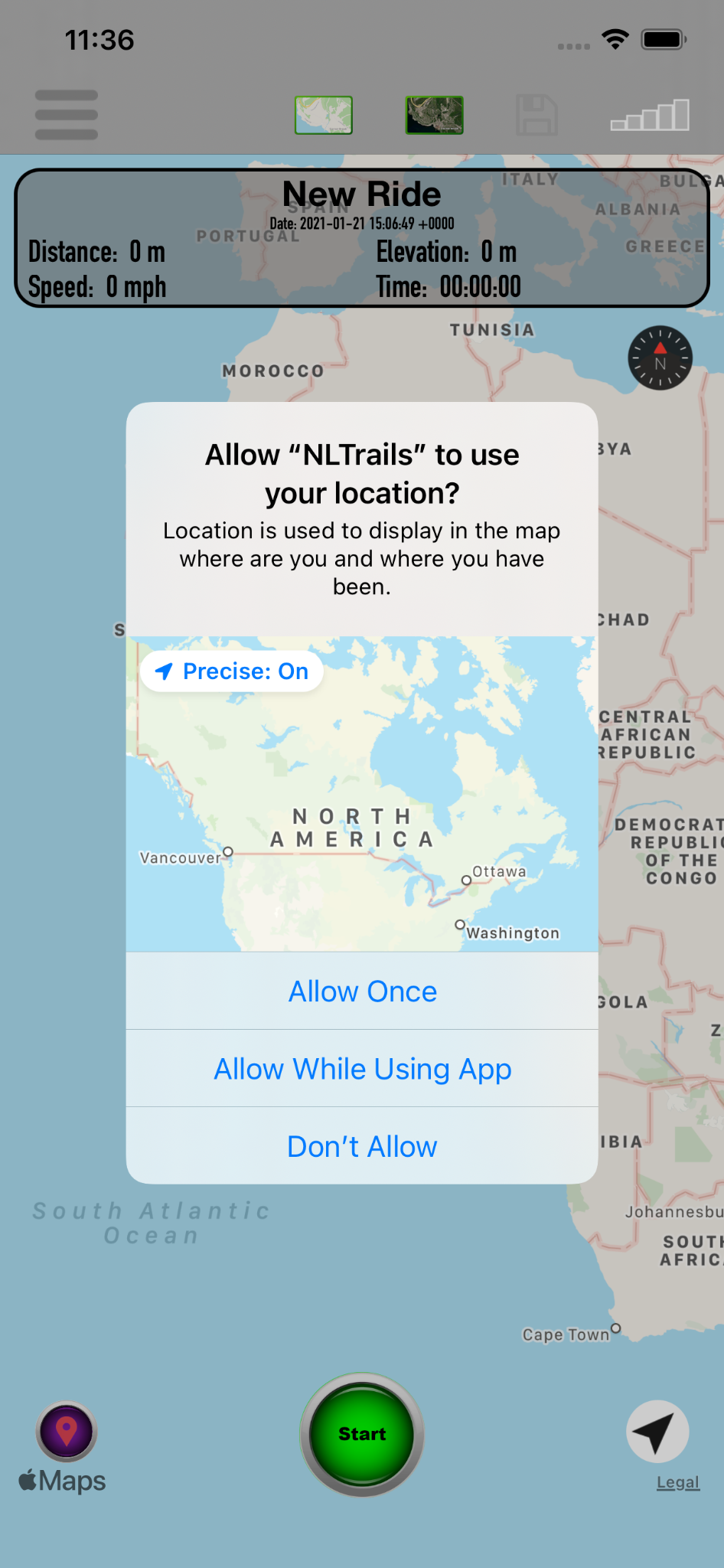 NLTrails location permission